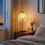 19inch H Elegant Crystal Table Lamp Vintage Waterfall Design With Crys styled in a warm modern interior