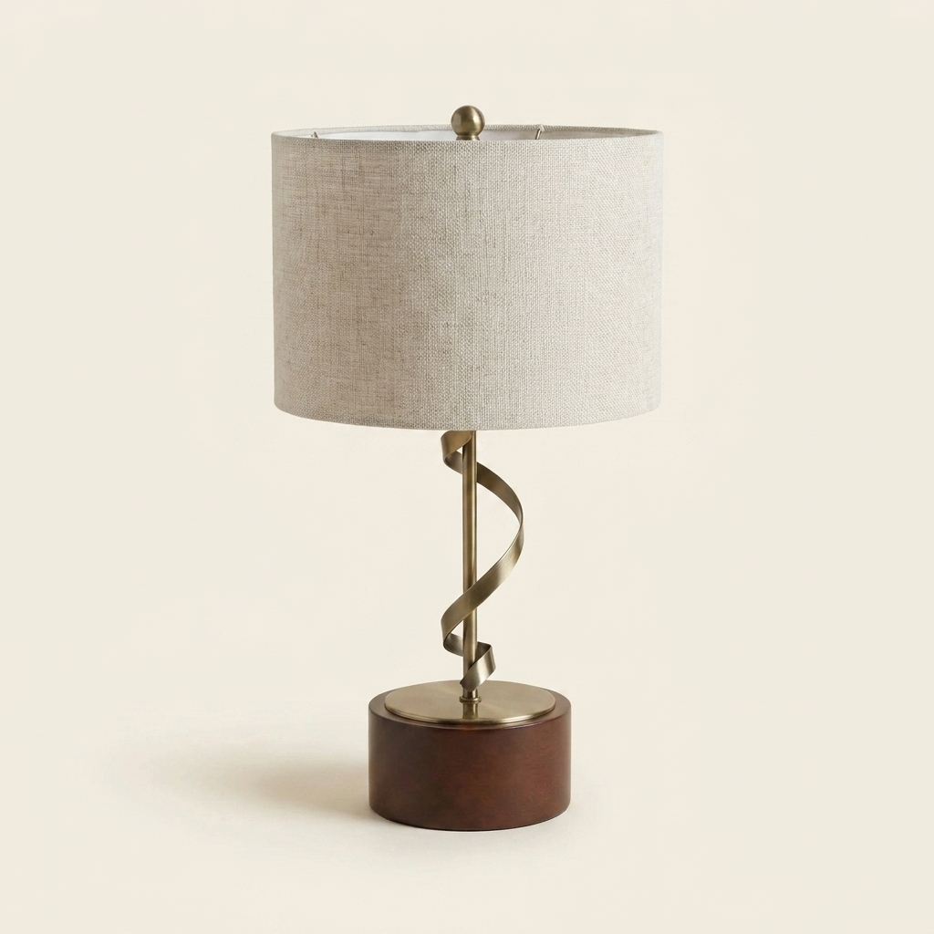 Bedside Bedroom Nightstand Desk Lamp Bedroom Study Lamps Solid Wood Cr on a warm cream background