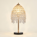19 Inch Height Elegant Crystal Table Lamp Vintage Waterfall Design Wit on a warm cream background