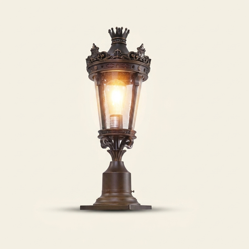22 H Vintage Crown Outdoor Post Lantern on a warm cream background