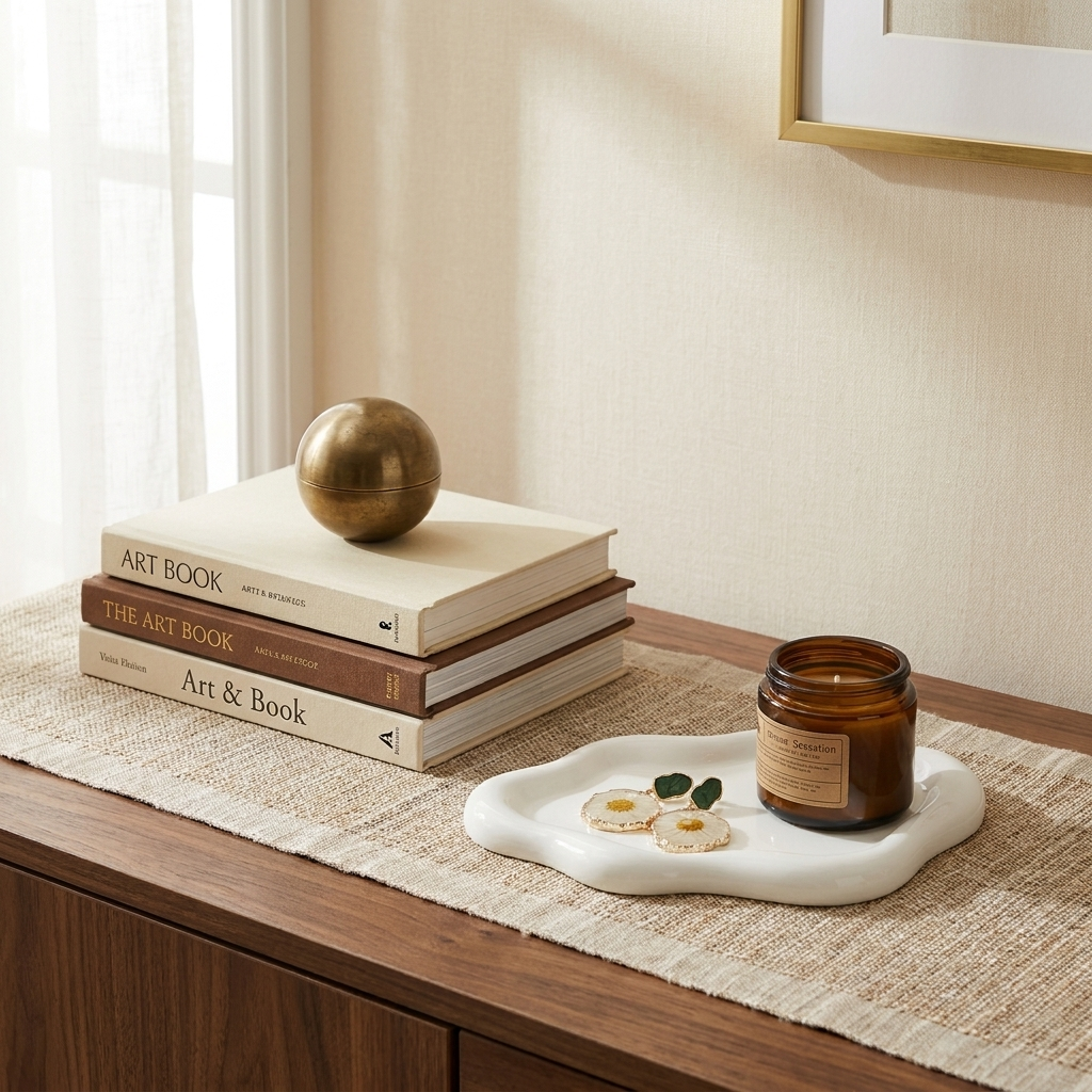 Ceramic Jewelry Tray Trinket Dish styled in a warm modern interior