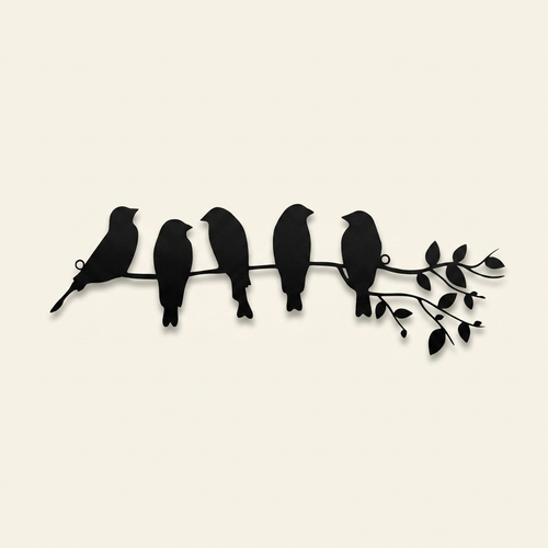 1PC Metal Bird Wall Art on a warm cream background