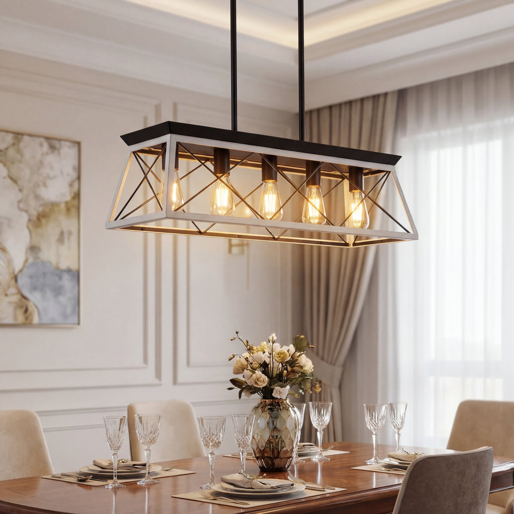 Elegant Farmhouse Dining Chandelier | 5-Lamp Set