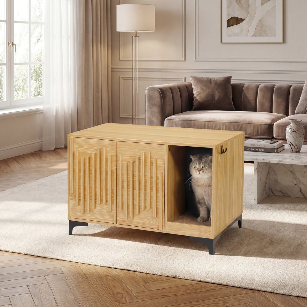 Modern Cat Litter Box Cabinet |  Scratch Pad