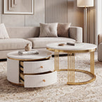 Gold White Nesting Tables | Round Design